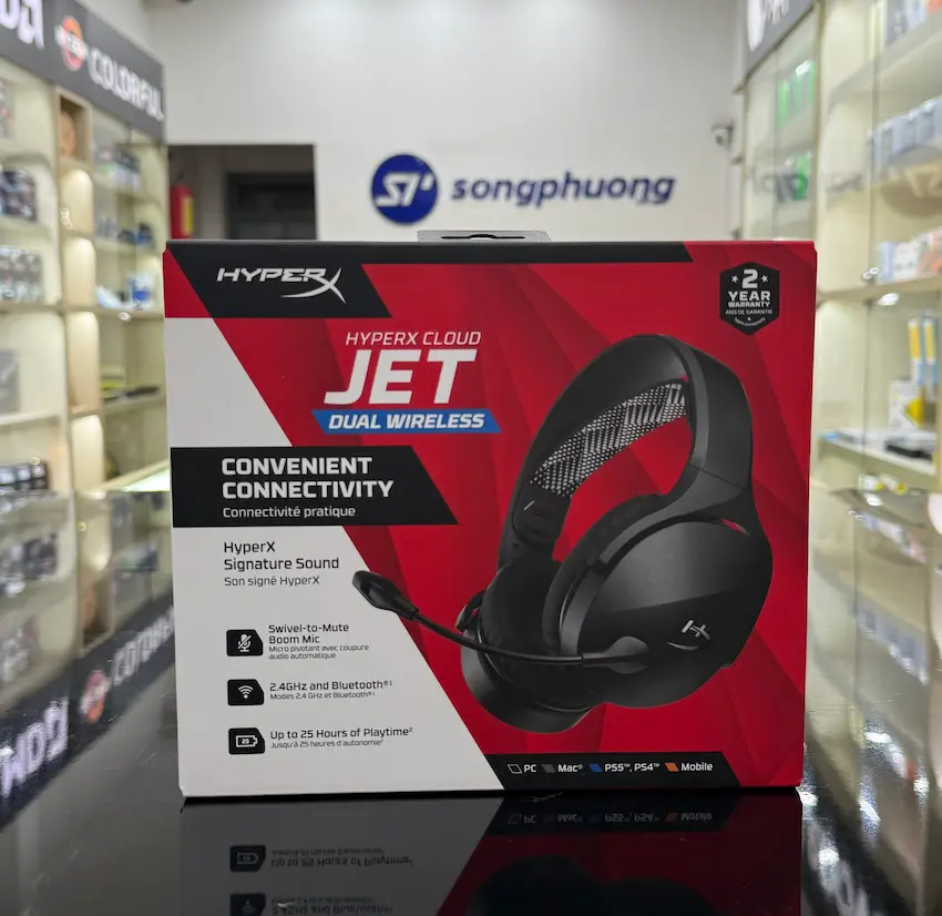 Tai nghe Kingston HyperX Cloud Jet Black (2.4GHz, Bluetooth 5.2)