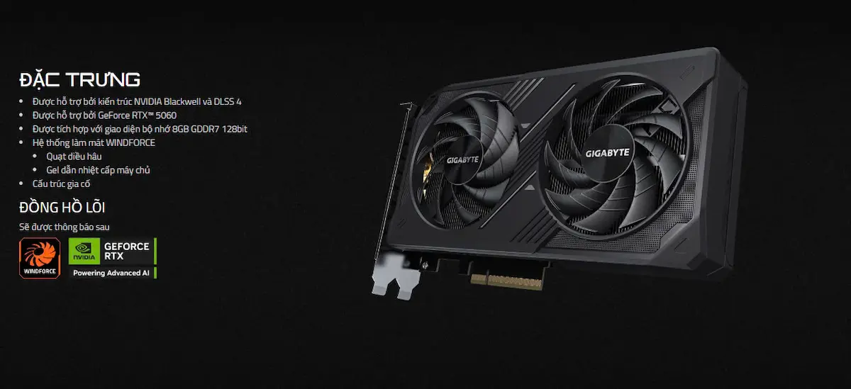 VGA Gigabyte RTX 5060 WINDFORCE 8G