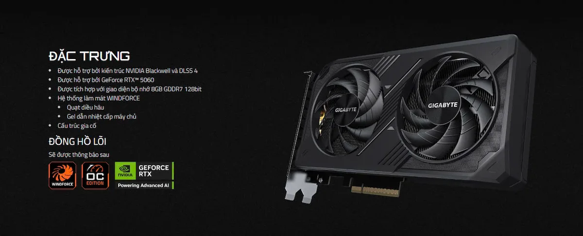 VGA Gigabyte RTX 5060 WINDFORCE OC 8G