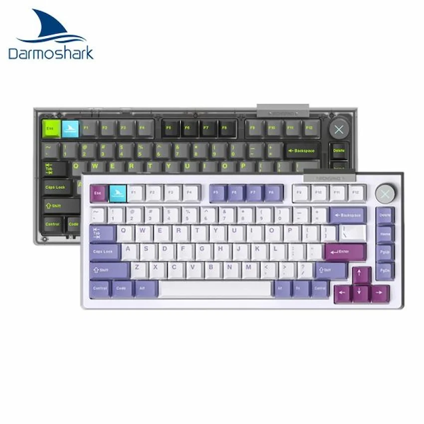 Bàn phím cơ Darmoshark TOP75 Tri-mode RGB Black/White (Hot-swap /LCD Màn hình/núm xoay)