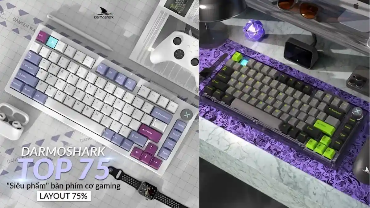 Bàn phím cơ Darmoshark TOP75 Tri-mode RGB
