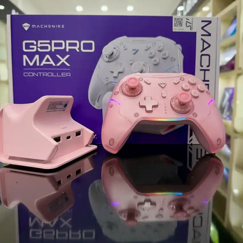 Tay cầm chơi game Machenike G5 Pro Max White / Pink ( Có dây/2.4G Wireless/Bluetooth 5.0)
