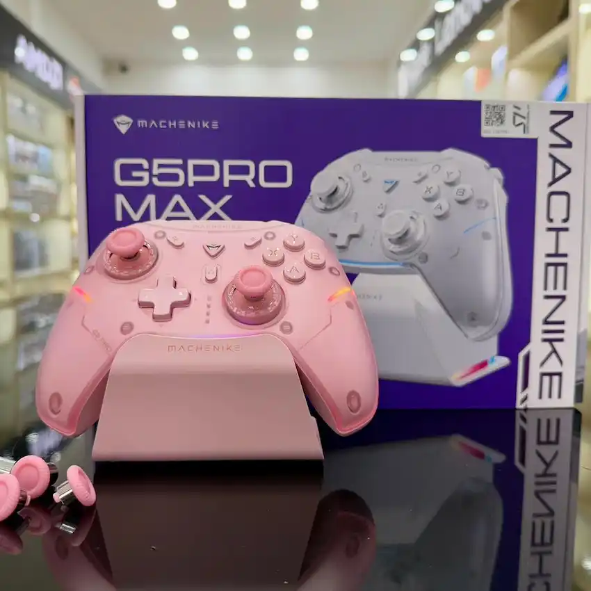Tay cầm chơi game Machenike G5 Pro Max White / Pink ( Có dây/2.4G Wireless/Bluetooth 5.0)