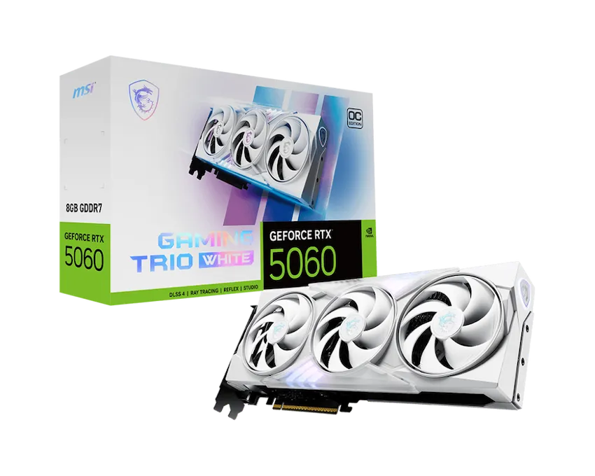 VGA MSI GeForce RTX 5060 8G GAMING TRIO OC WHITE GDDR7