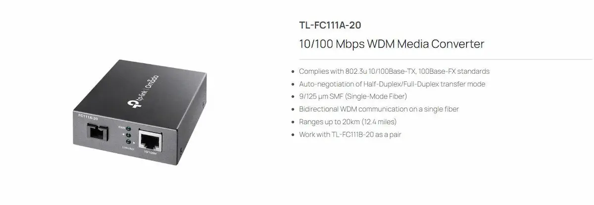 Bộ Chuyển Đổi Quang TP-Link TL-FC111A-20 Bộ Chuyển Đổi Quang TP-Link TL-FC111A-20