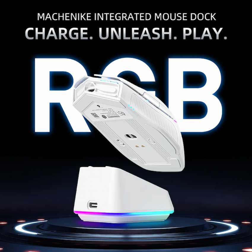 Chuột Machenike L8 Pro Dual-Mode (White, Wireless, 26000 DPI, RGB)