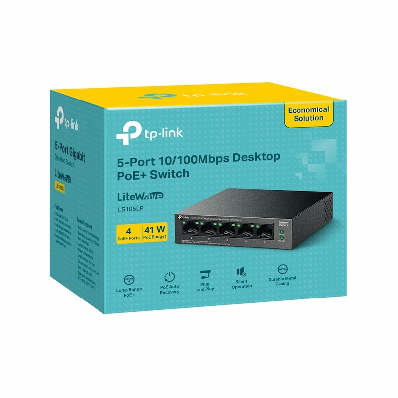 Switch TP-Link LS105LP (5 Cổng 10/100Mbps, 4 Cổng PoE, Desktop Switch)
