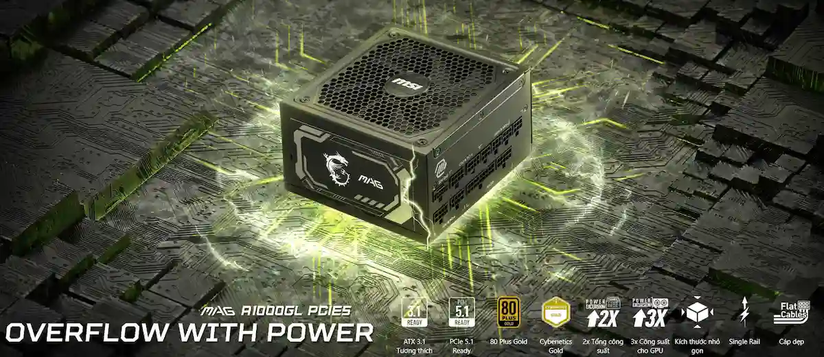 Nguồn MSI MAG A1000GL PCIE5 1000W