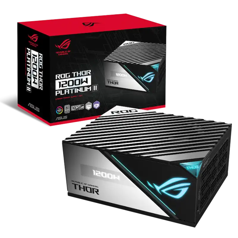 Nguồn Asus ROG Thor 1200W Platinum II (Màn hình OLED, 80 Plus Platinum, ARGB, ATX 3.0,  PCIe 5.0)