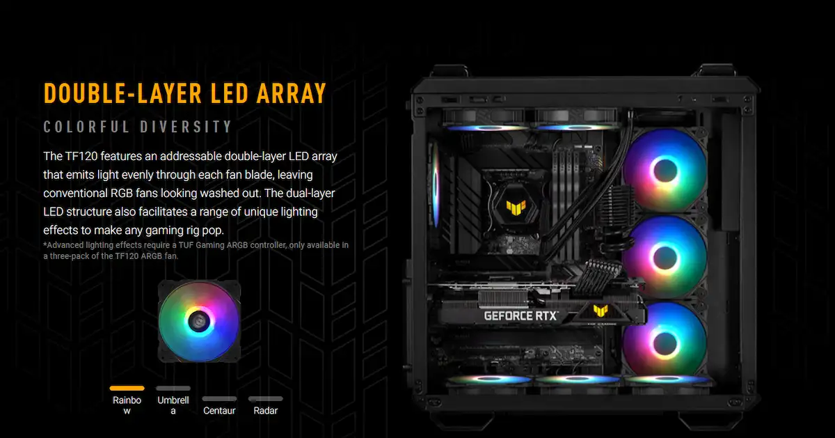 Fan Asus TUF gaming TF120 ARGB 3in1 3pcs Pack