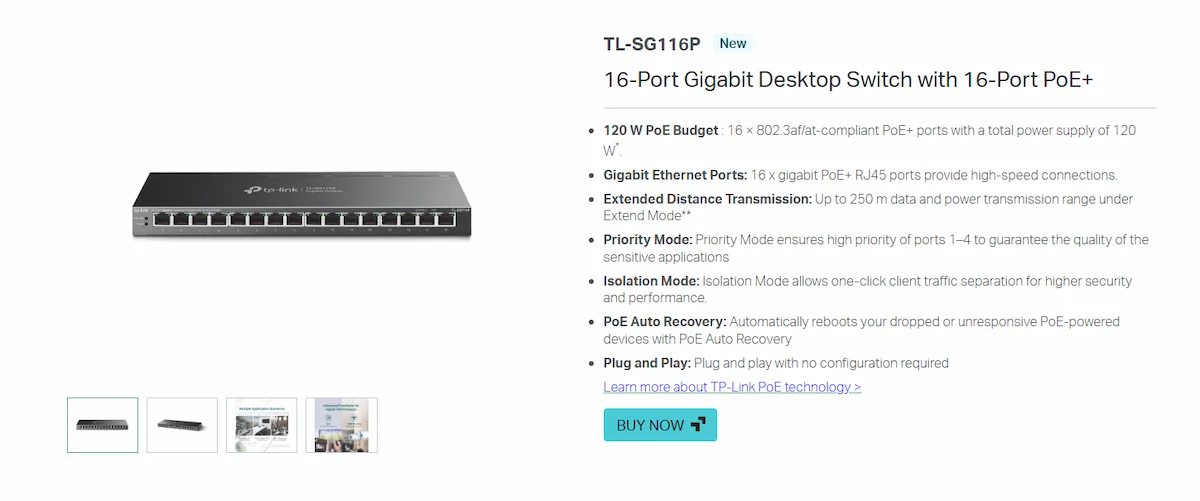 Switch TP-Link TL-SG116P