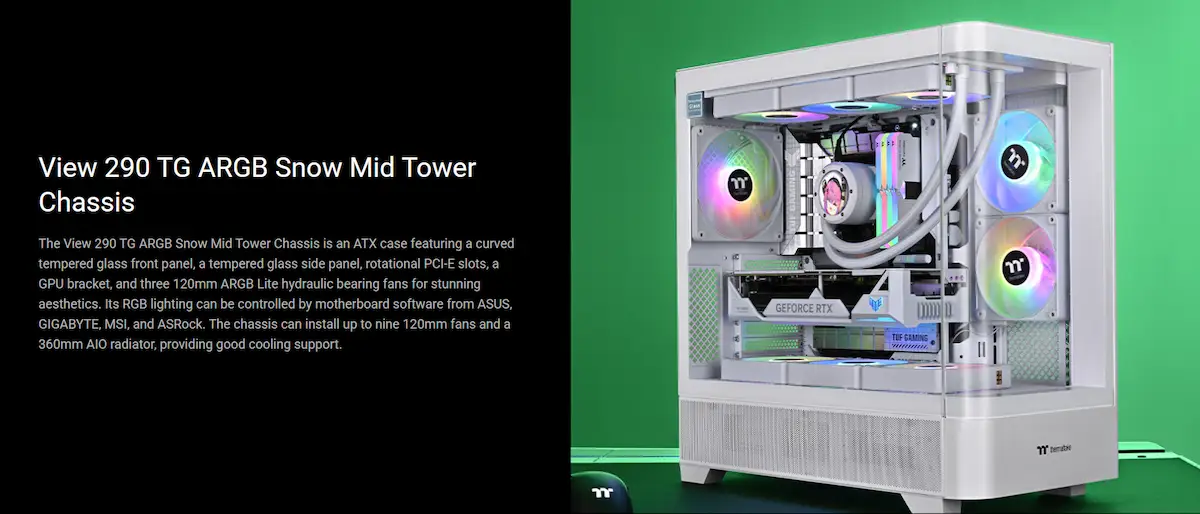Case Thermaltake View 290 TG ARGB Snow Mid Tower Chassis