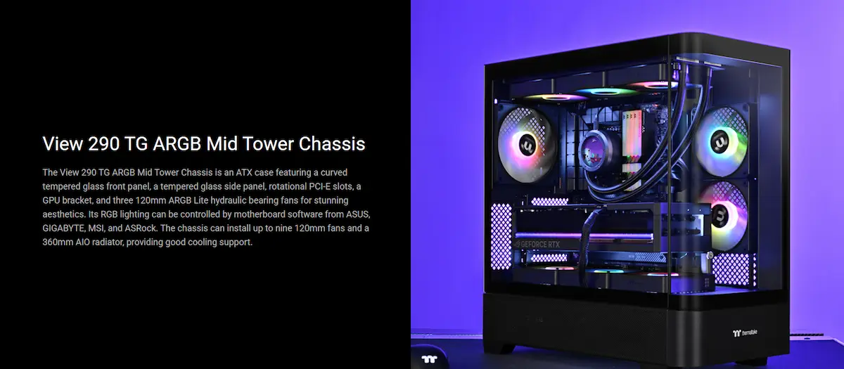 Case Thermaltake View 290 TG ARGB Mid Tower Chassis Case Thermaltake View 290 TG ARGB Mid Tower Chassis