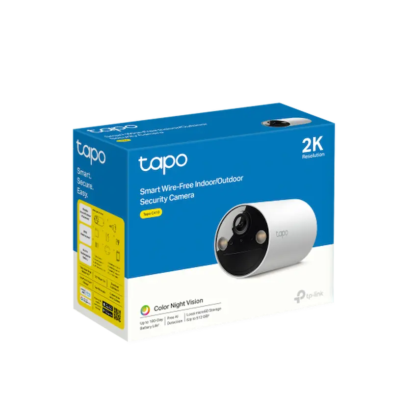 Camera WiFi TP-Link Tapo C410 2K 3MP (Không Dây, Đàm Thoại, Night Vision, Tương Thích Solar, Ngoài Trời, Cảnh Báo, Dùng Pin)