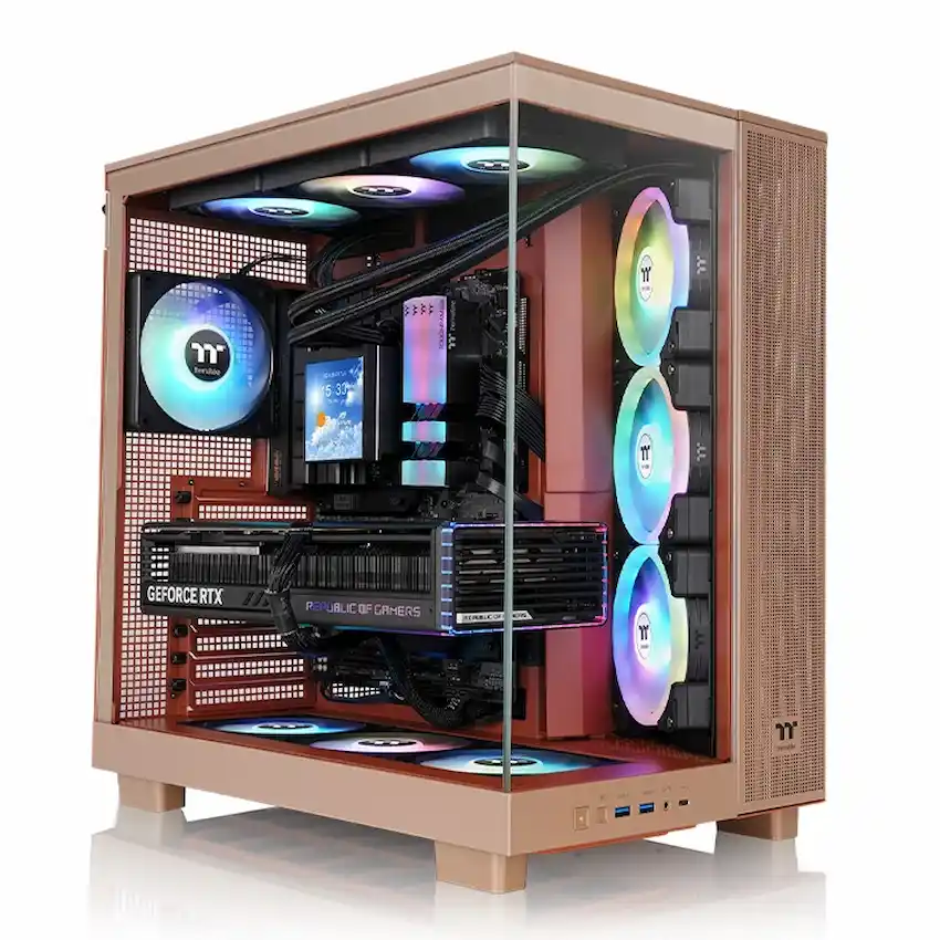 Case Thermaltake View 380 XL TG ARGB (ATX/m-ATX, USB Type C, Bumblebee/Gravel sand)