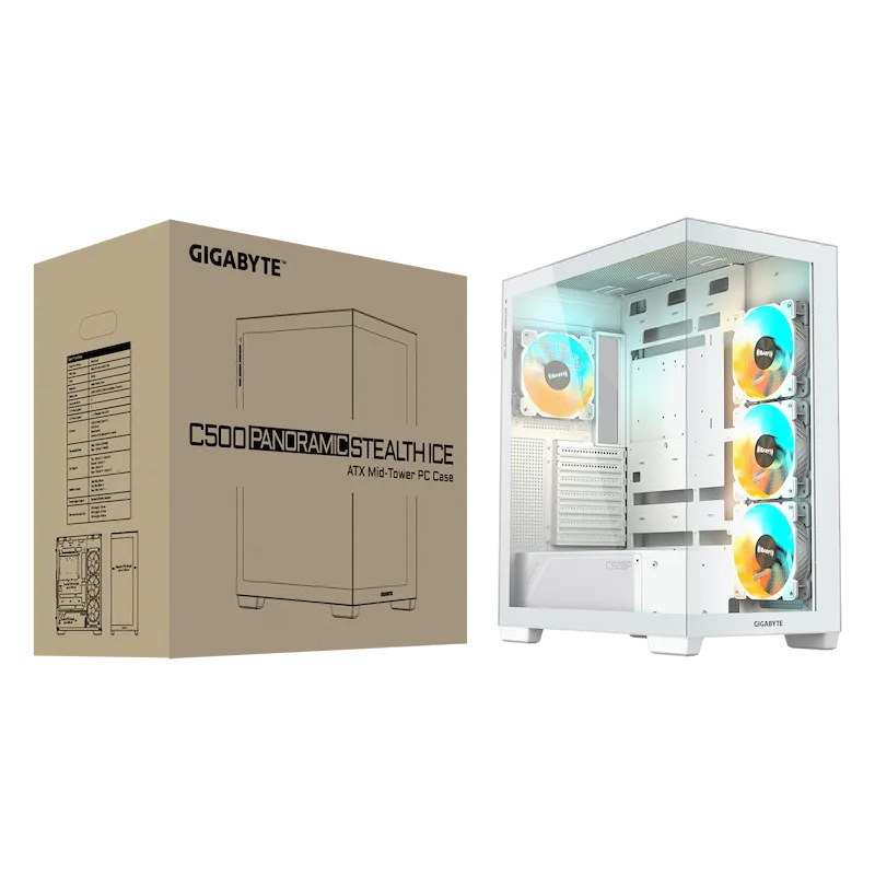 Case Gigabyte C500 PANORAMIC STEALTH ICE 4FA (Mid Tower, ATX, 4 FAN ARGB, USB Type C, GB-C500PI ST)