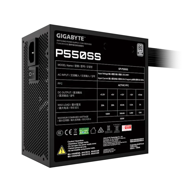 Nguồn Gigabyte P550SS 550W Silver (80 PLUS Silver, ATX 3.1, GP-P550SS)