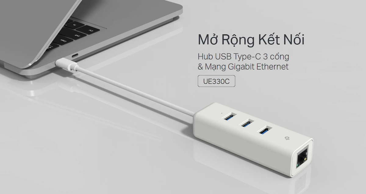 Bộ chia USB Type-C Ra USB Gigabit Ethernet UE330C