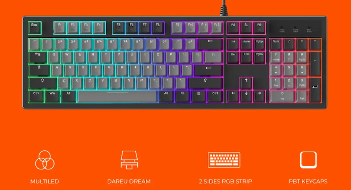 Bàn phím cơ Dareu EK104 Grey-Black