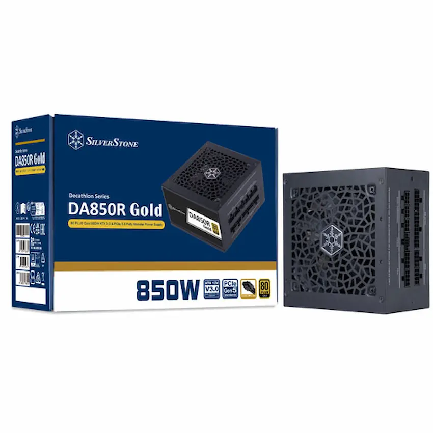 Nguồn SilverStone DA850R Gold GMA 850W – SST-AX0850MCGD-D (80 PLUS Gold, ATX3.0/3.1, PCIe 5, Fully Modular, Đen)