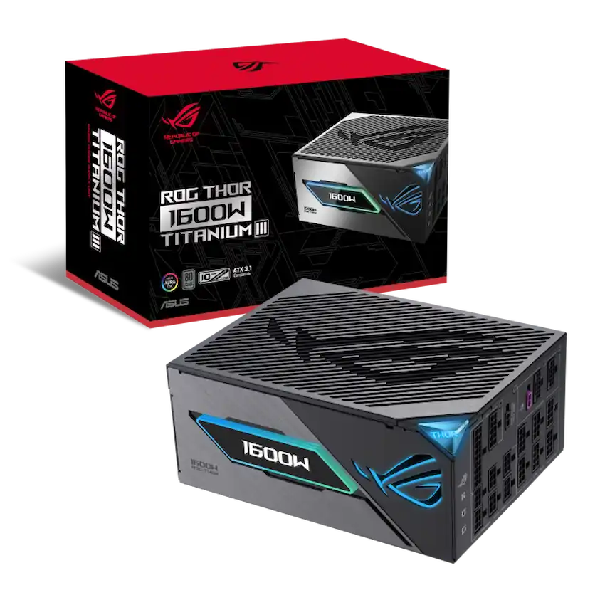 Nguồn Asus ROG Thor 1600W Titanium III (Màn hình OLED, 80 Plus Titanium, ARGB, ATX 3.1, PCIe 5.1)