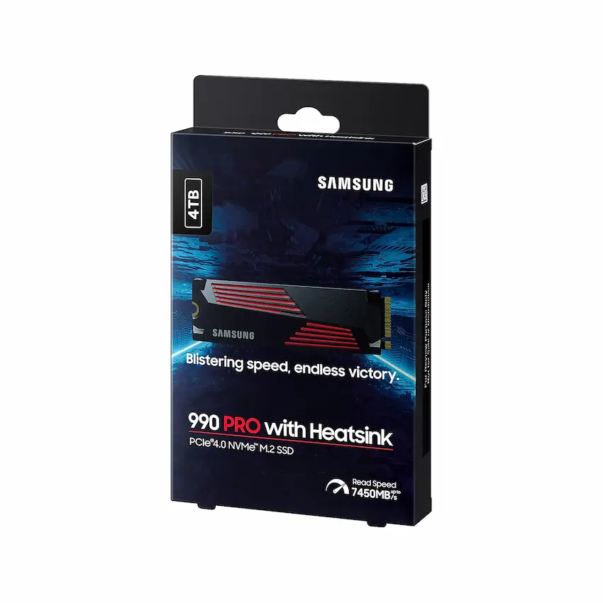 SSD Samsung 990 PRO Heatsink 4TB M.2 NVMe 2280 PCIe Gen4.0 x4 (MZ-V9P4T0CW)(Read/Write: 7450/6900 MB/s)
