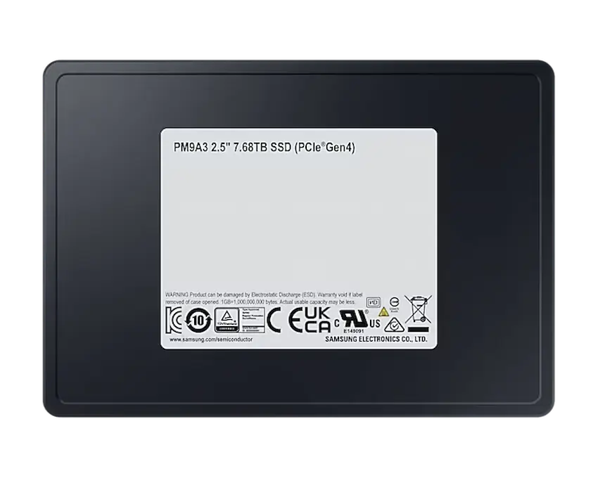 SSD Samsung PM9A3 7680GB 2.5 inch U.2 PCIe Gen4 x4 – MZ-QL27T600 (Read/Write: 6500/1500 MB/s)