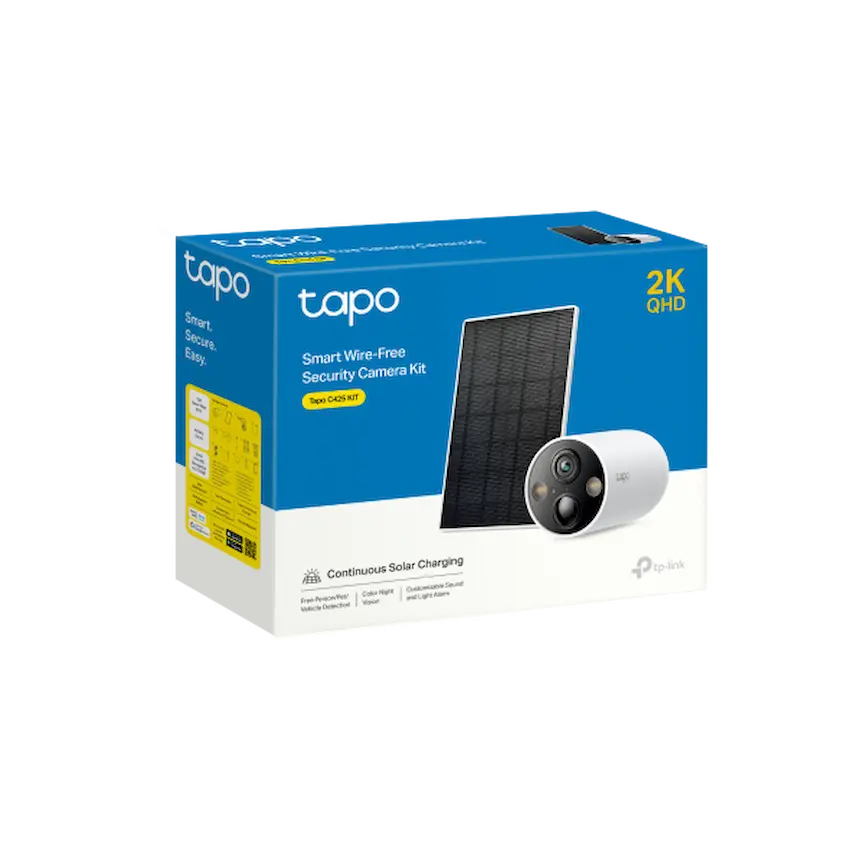 Camera WiFi TP-Link Tapo C425 KIT 2K Thông Minh (Night Vision, Ngoài Trời, Cảnh Báo, Pin Năng lượng mặt trời)