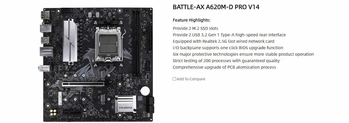 Mainboard Colorful Battle-Ax A620M-D Pro V14