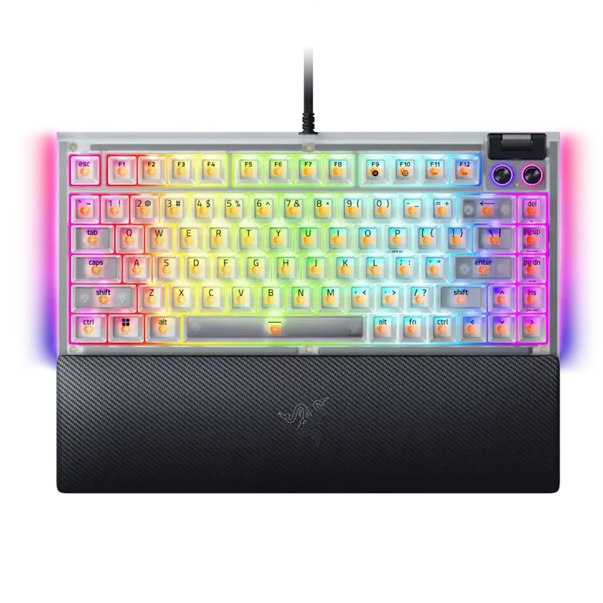 Bàn Phím Razer BlackWidow V4 75% Phantom White Edition (Wired, Layout 75%, Hotswap, RGB, RZ03-05003500-R3M1)