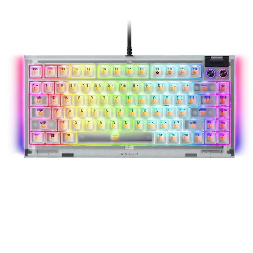 Bàn Phím Razer BlackWidow V4 75% Phantom White Edition (Wired, Layout 75%, Hotswap, RGB, RZ03-05003500-R3M1)