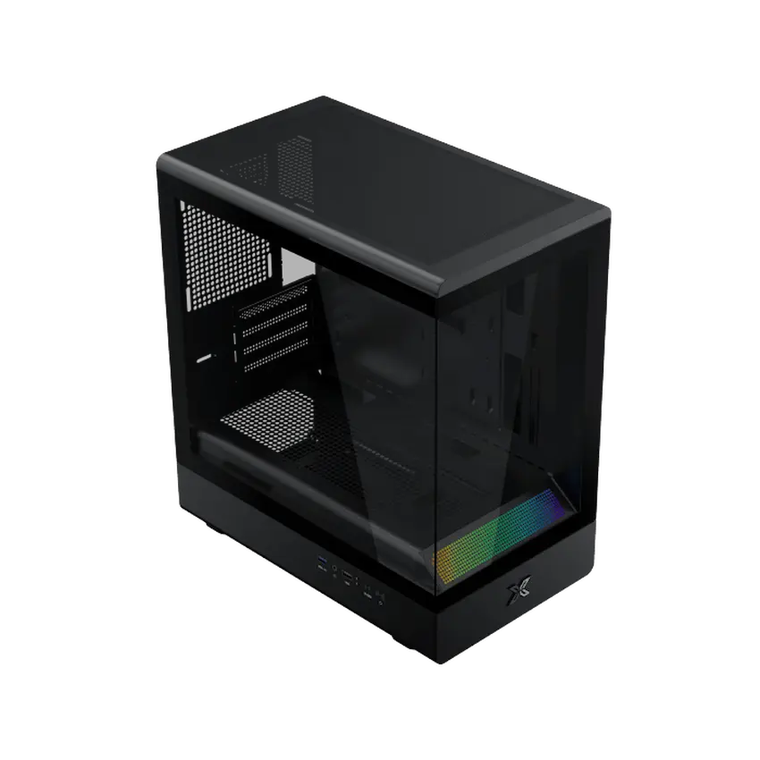 Case Xigmatek Pura MS - EN48487 (Micro ATX, ARGB Lightning Bar, No Fan, Black)