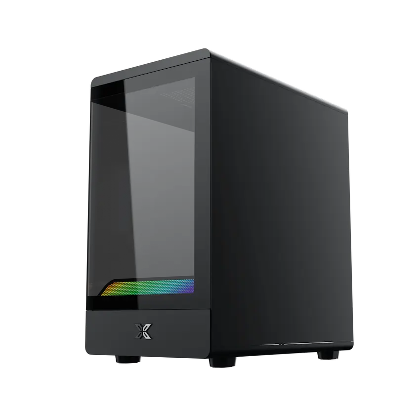 Case Xigmatek Pura MS - EN48487 (Micro ATX, ARGB Lightning Bar, No Fan, Black)
