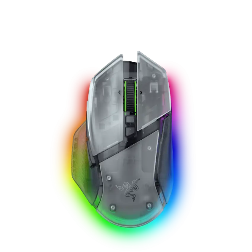 Chuột Razer Basilisk V3 Pro 35K Phantom White Edition (Wireless/Bluetooth/Wired, Razer Focus Pro 35K Gen-2, RGB, DPI 35000, RZ01-05240400-R3A1)