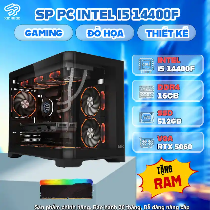 SP PC INTEL i5 14400F RTX 5060 (i5 14400F/ B760/ Ram 16GB/ RTX 5060/ SSD 512GB/700W/ DOS)