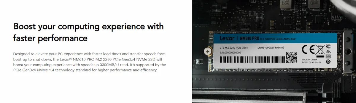 SSD Lexar NM610 PRO 500GB M2 PCIe Gen3x4 SSD Lexar NM610 PRO 500GB M2 PCIe Gen3x4
