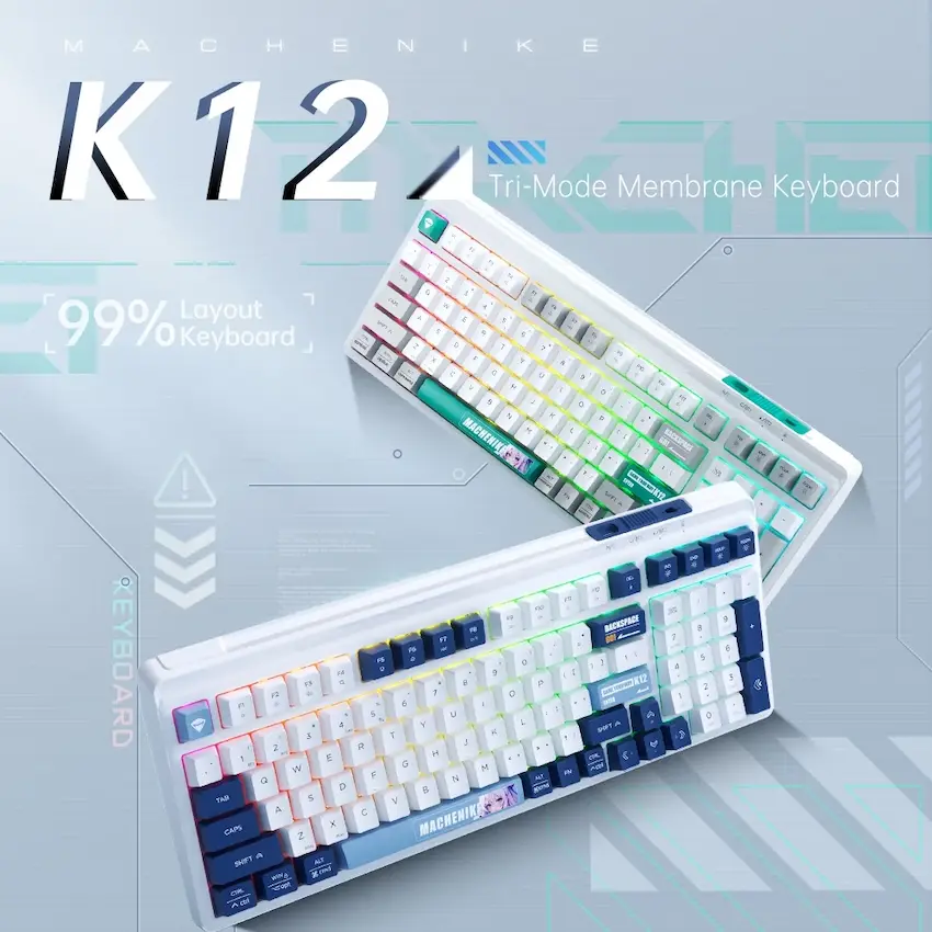Bàn Phím Cơ Machenike K12 (Tri-mode, 99 Phím, PBT, Pin 3000mAh)
