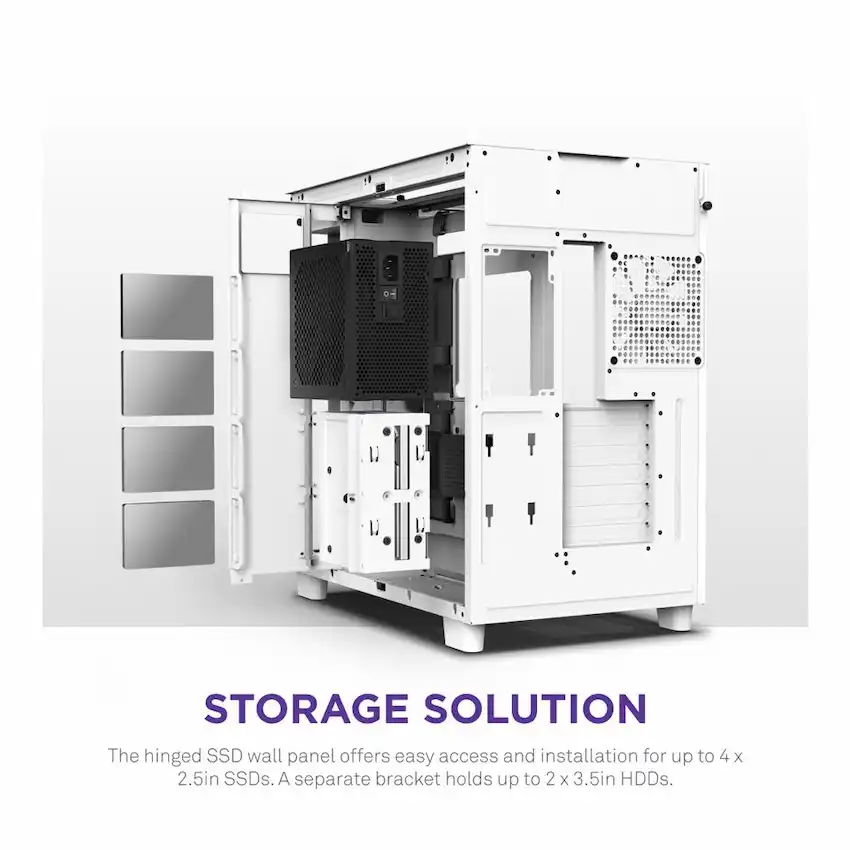 Case NZXT H9 ELITE ALL WHITE - CM-H91EW-01 (ATX, Micro-ATX, Mini-ITX, 4 Fans)