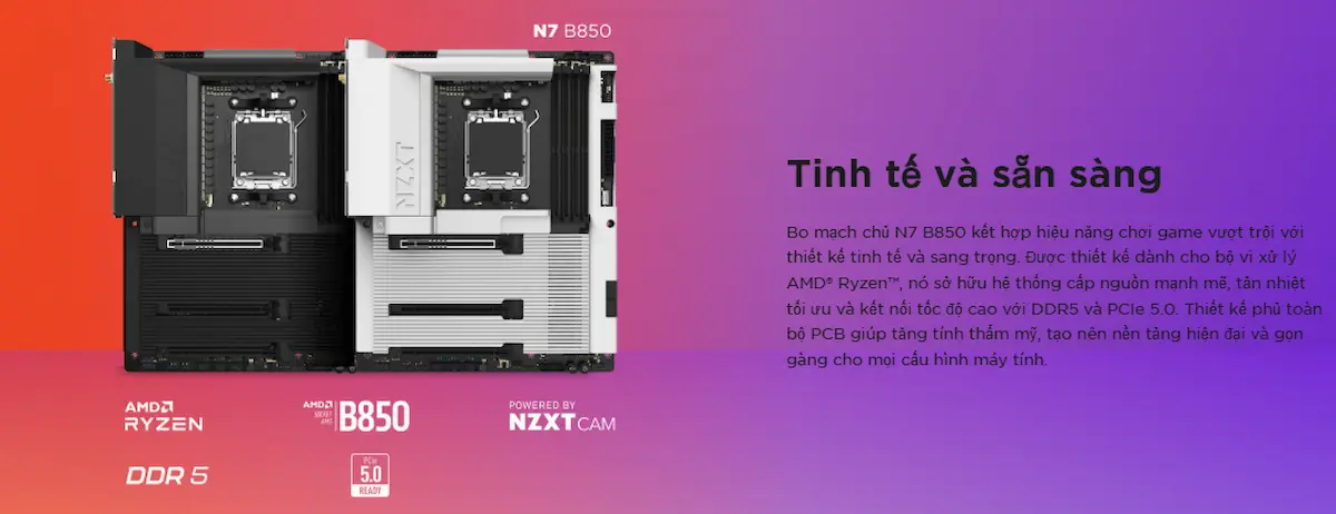 Mainboard NZXT N7 B850 Black DDR5 - songphuong.vn Mainboard NZXT N7 B850 Black DDR5