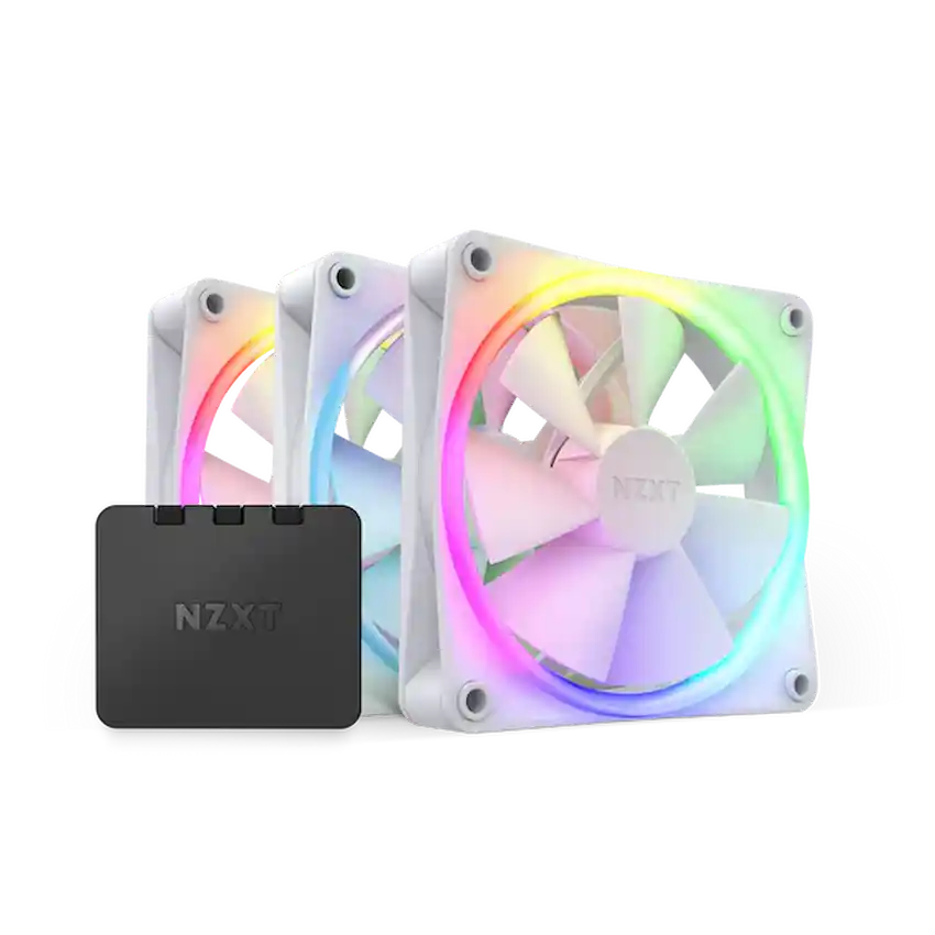 Bộ 3 Fan Case NZXT F120 RGB White (Kèm Bộ điều khiển RGB, RF-R12TF-W1)