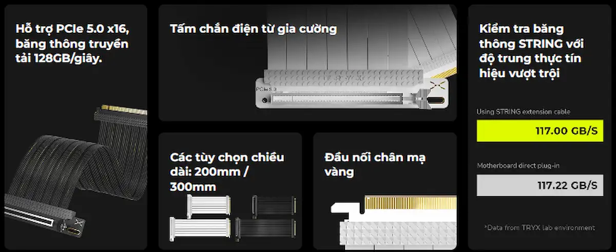 Cáp TRYX STRING PCIE 5.0 Riser 300mm - songphuong.vn Cáp TRYX STRING PCIE 5.0 Riser 300mm