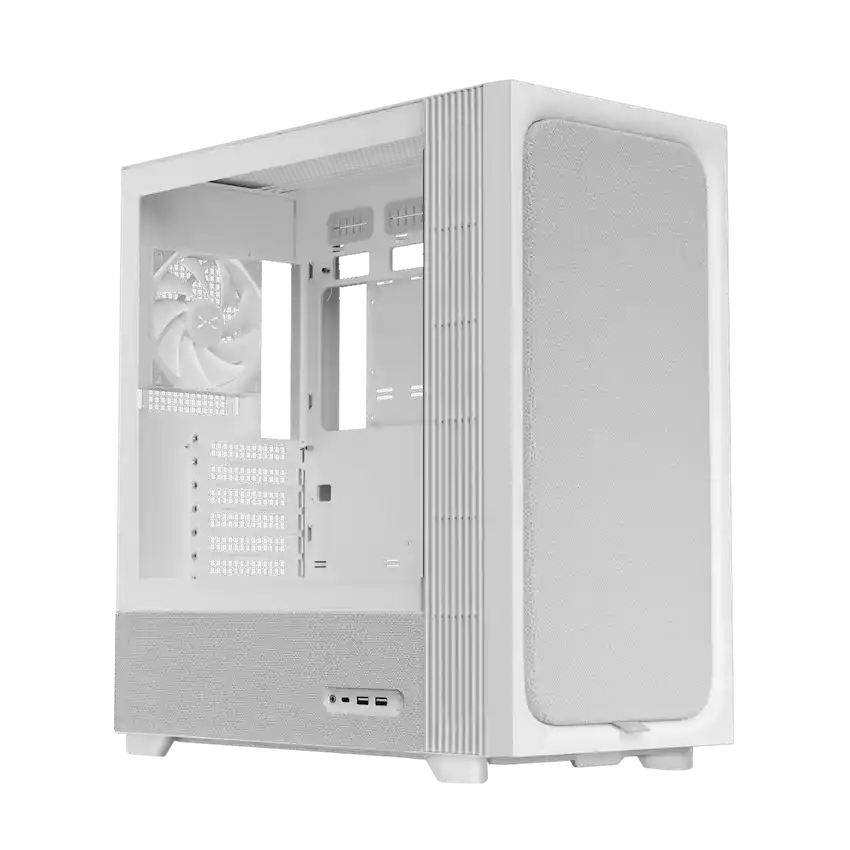 Case TRYX FLOVA F50 White (ATX/ Micro-ATX/ Mini-ITX, Kính cường lực, sẵn 1FAN, Trắng)