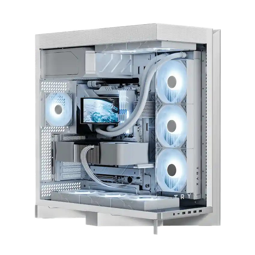 Case TRYX LUCA L70 White (E-ATX/ ATX/ Micro-ATX/ Mini-ITX, Kính cường lực, Trắng)