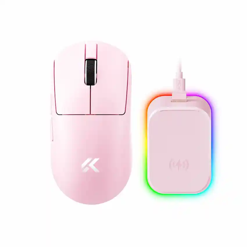 Chuột MCHOSE A7 V2 Ultra Plus Wireless (Kèm Dock Sạc, Type-C/2.4G Hz/Wireless, PAW 3950 TI, DPI 42000, 500mAh, Đỏ/Đen/Trắng/Hồng)