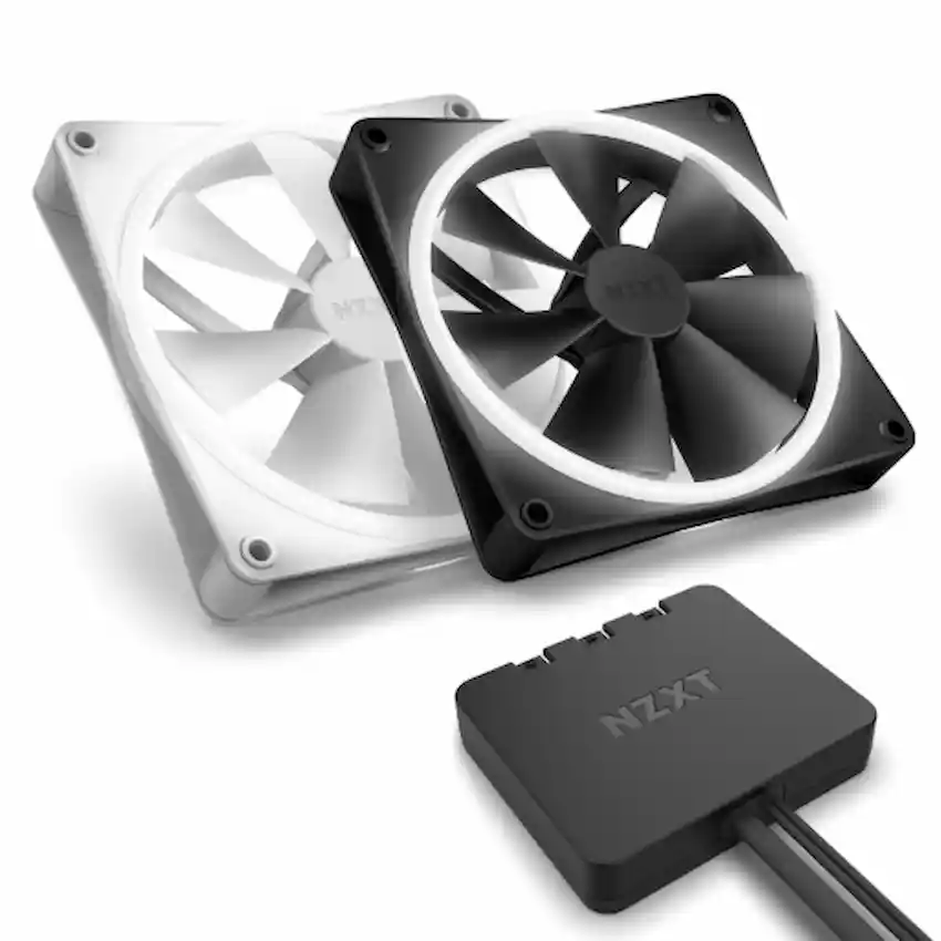 Fan Case NZXT F140RGB Duo Twin (2 FAN Pack, Kèm Bộ điều khiển RGB, Chiếu sáng 2 mặt, Trắng/Đen)
