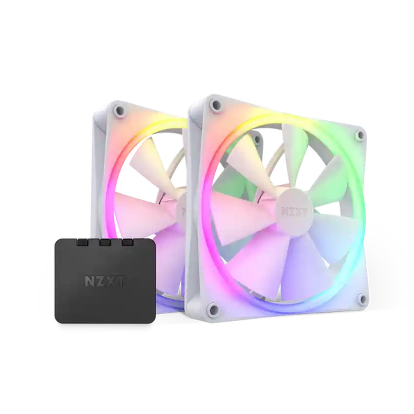 Fan Case NZXT F140RGB Twin (2 FAN Pack, Kèm Bộ điều khiển RGB, Trắng/Đen)