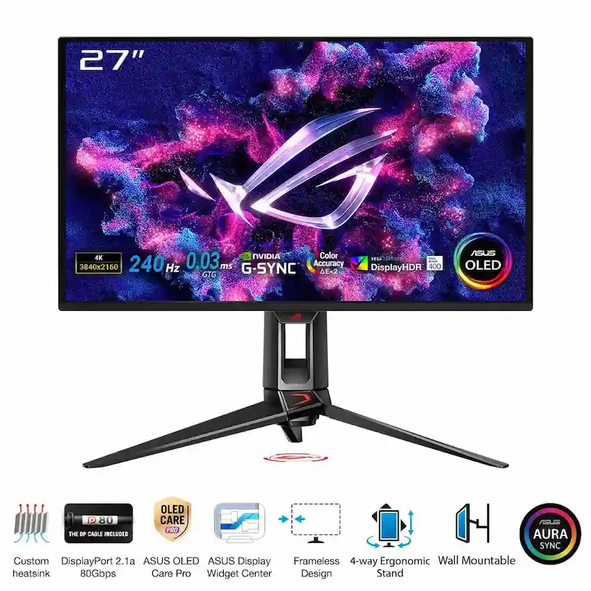 Màn hình LCD Asus ROG Swift OLED PG27UCDM 4K 240Hz (27 inch, 3840×2160 UHD, QD-OLED, 0.03ms, G-Sync, HDR10)