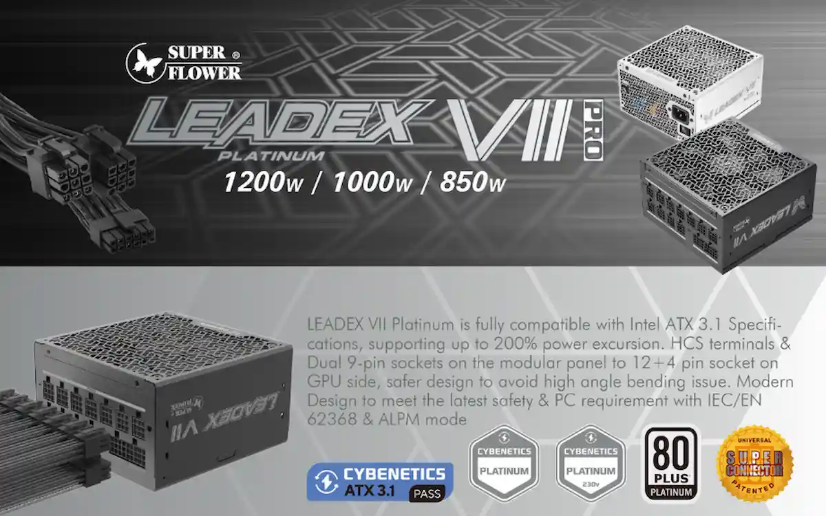 Nguồn SuperFlower Leadex VII Platinum PRO 1200W BK Nguồn SuperFlower Leadex VII Platinum PRO 1200W BK