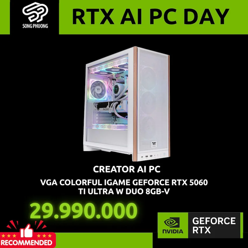 PC AI SP05 NEO GeForce RTX 5060 Ti (i5 14400F/ H610/ Ram 16GB/ RTX 5060Ti/ SSD 512GB/ 750W/ DOS)