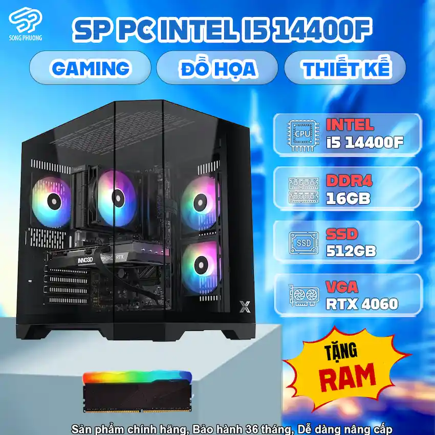SP PC INTEL i5 14400F RTX 4060 (i5 14400F/ B760/ Ram 16GB/ RTX 4060/ SSD 512GB/ 700W/ DOS)